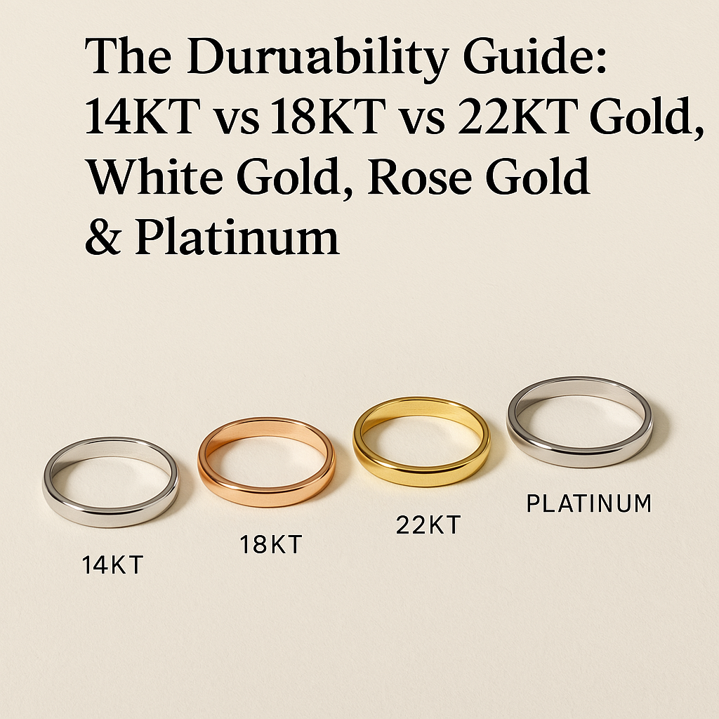 💍 The Durability Guide: 14KT vs 18KT vs 22KT Gold, White Gold, Rose Gold & Platinum for Indian Jewellery