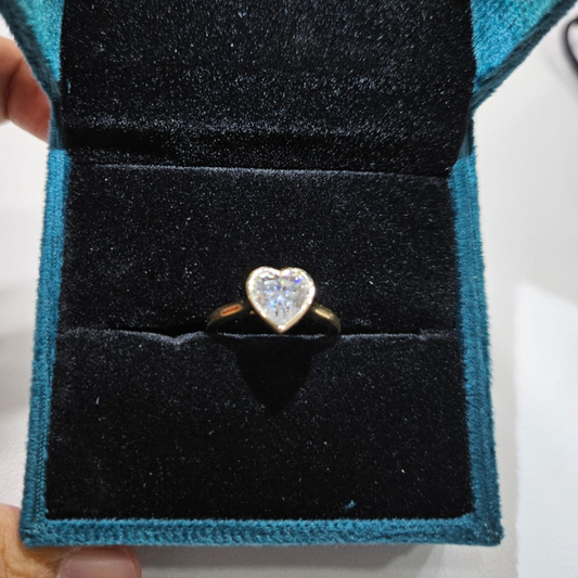 Tiva Heart Solitiare Ring in Moissanite and Diamond by Vai Ra