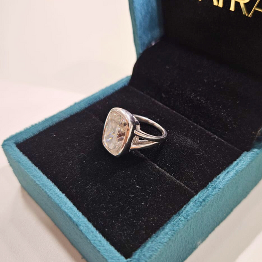 Cushion Statement Ring in Gold, Platinum and Moissanite By Vai Ra