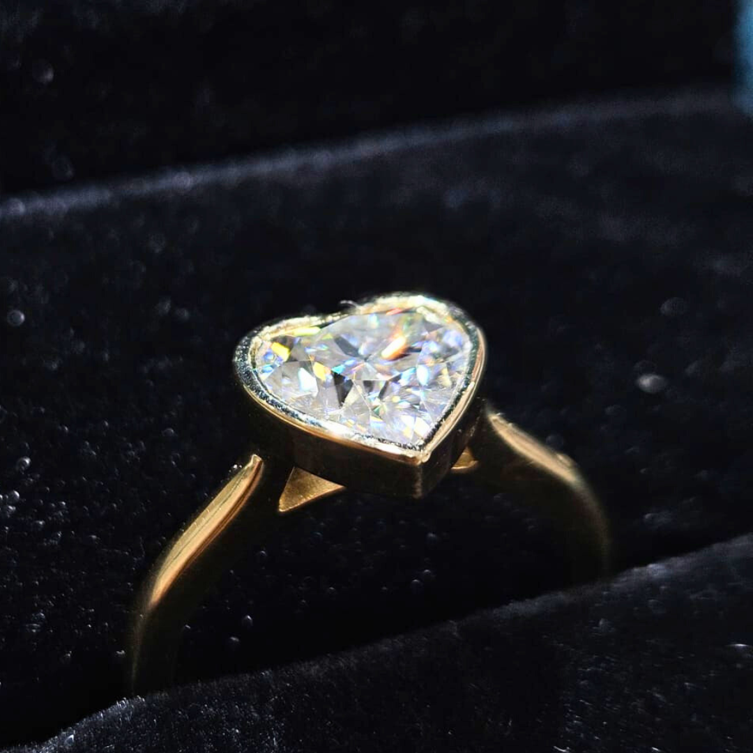Tiva Heart Solitiare Ring in Moissanite and Diamond by Vai Ra