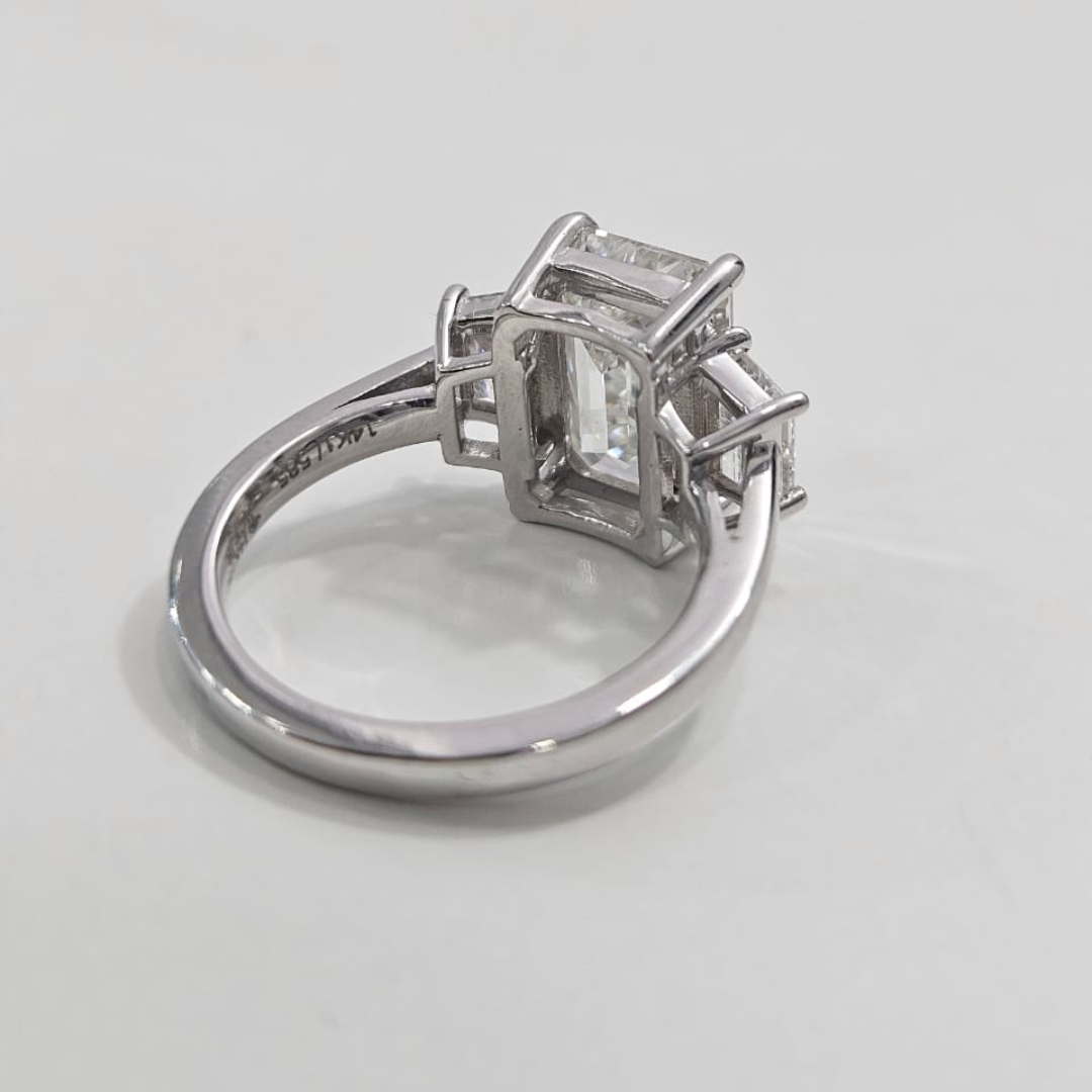 Trisa 5 CT Three Stone Engagement Ring in Moissanite & Lab Diamond by Vai Ra