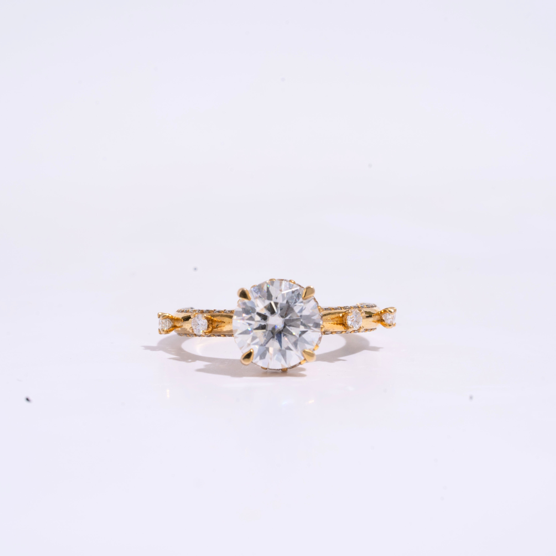 Raksha Ring in Moissanite and Lab Diamond by Vai Ra