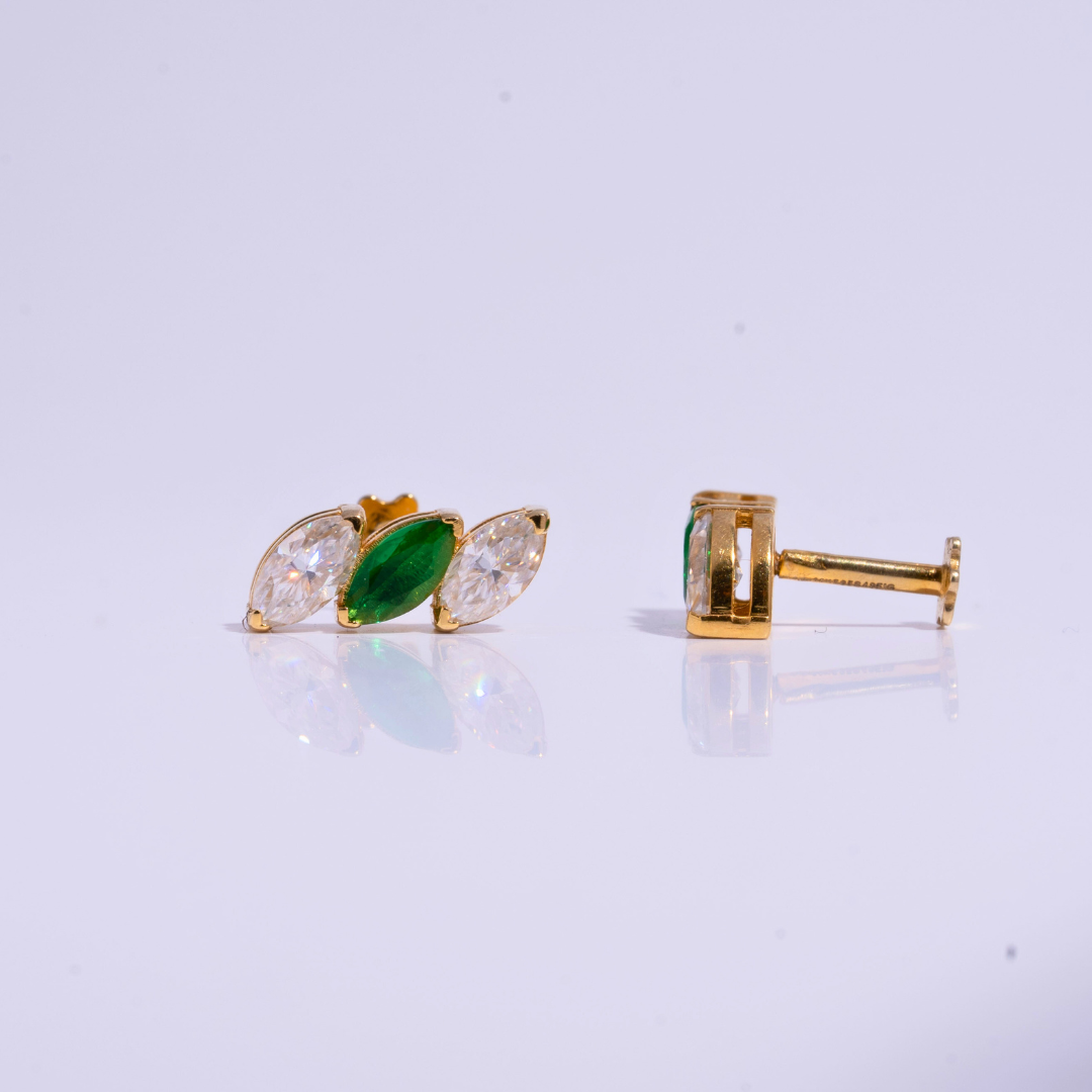 Three stone Emerald Marquise Earrings by Vai Ra