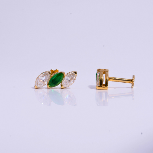 Three stone Emerald Marquise Earrings by Vai Ra