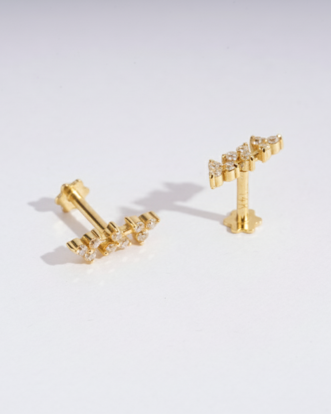 Three flower ear piercing in Lab diamond and Moissanite by Vai Ra