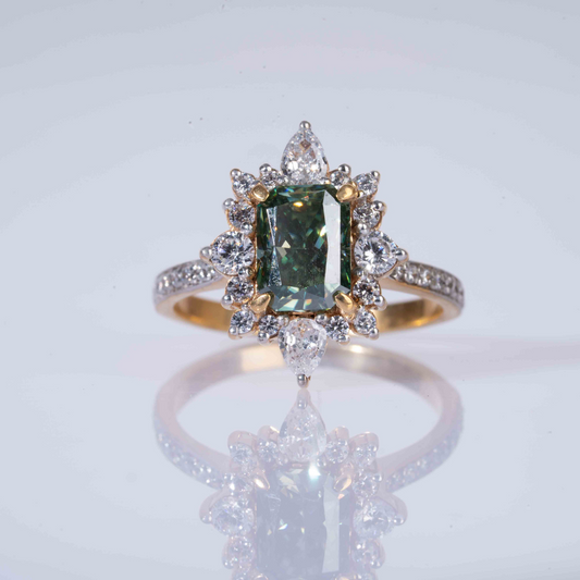 Teak Green Mystery (3.93CT) in Moissanite and Lab Diamond by Vai Ra