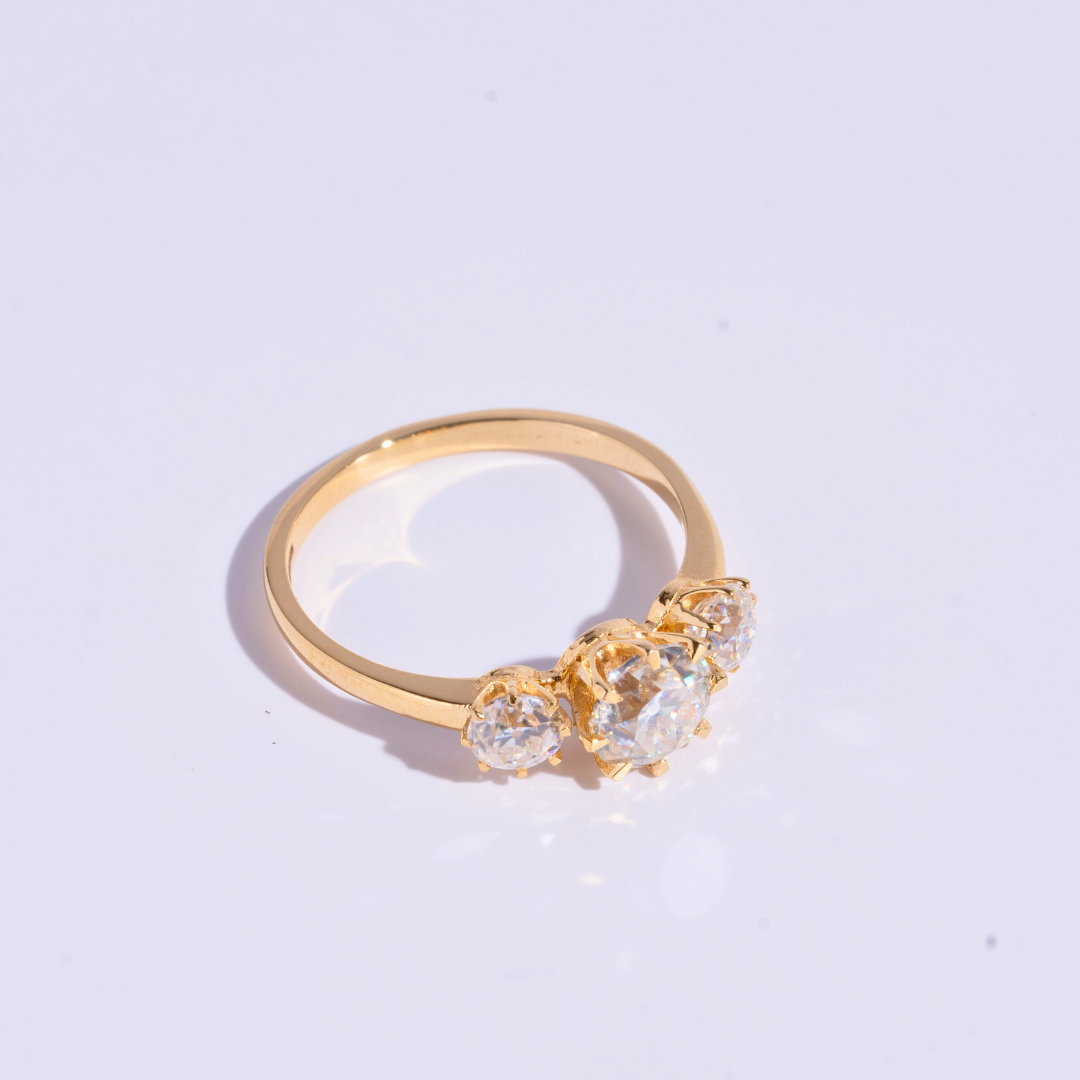 Adhira threestone Ring Moissanite lab diamond by Vai Ra