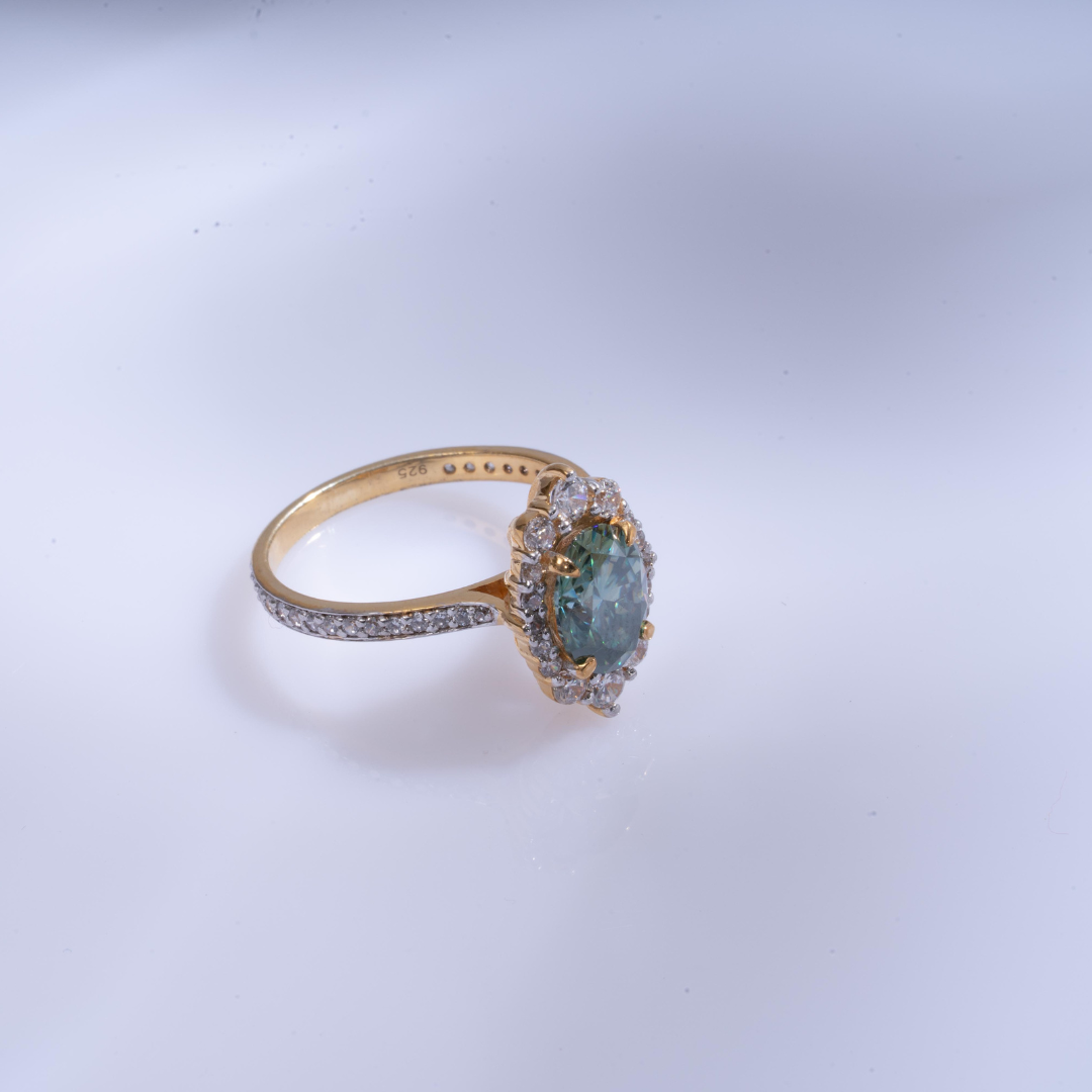 Ocean Green Colored Moissanite and Lab Diamond by Vai Ra
