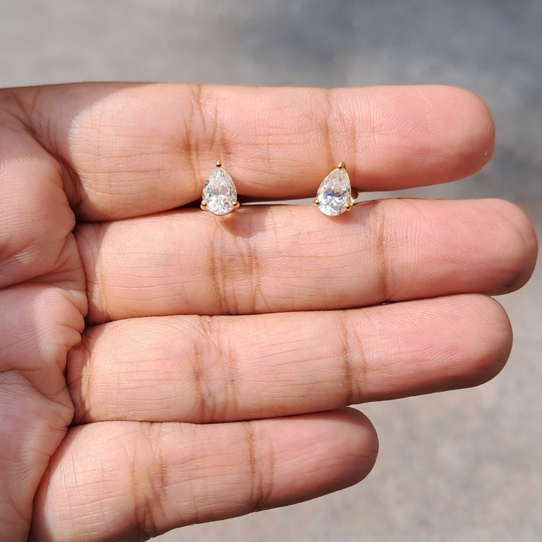 Pear Brilliant Cut Solitaire Earring (1 to 3 Ct Each)
