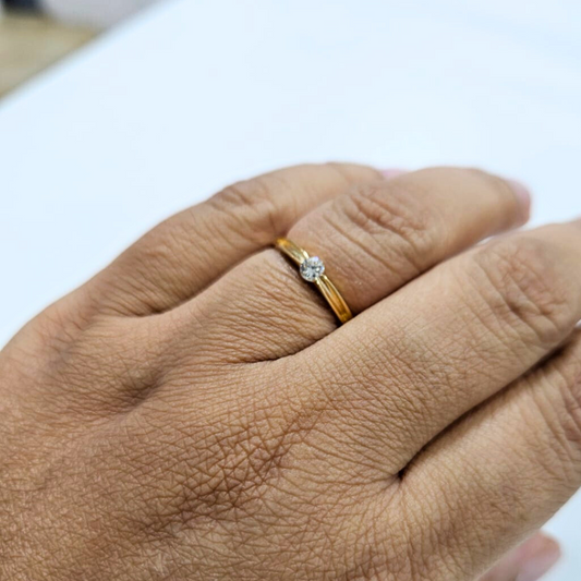 Komal Solitaire Ring in Moissanite and Diamond by Vai Ra