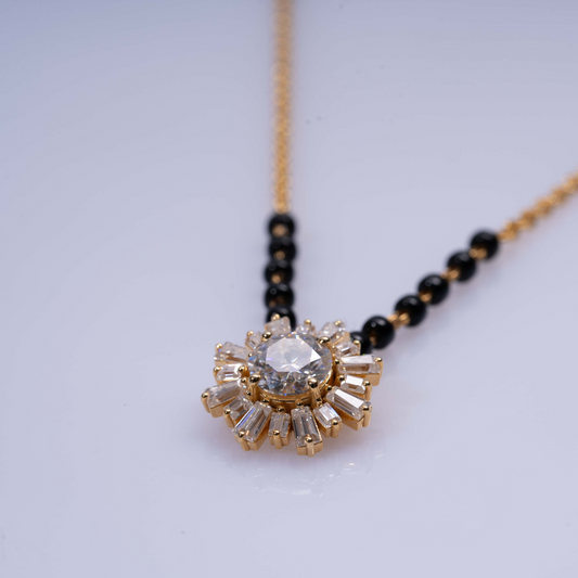 Suryamukhi Mangalsutra in Moissanite and lab grown diamond by Vai Ra