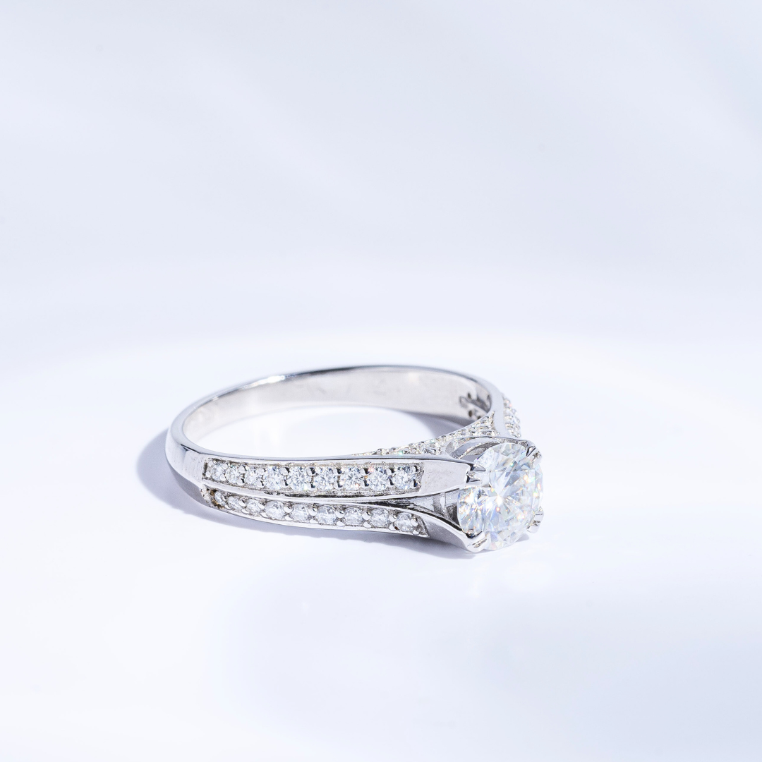 Naro Solitaire Ring Set with Split Shank (18KT Gold) Next Day Ship