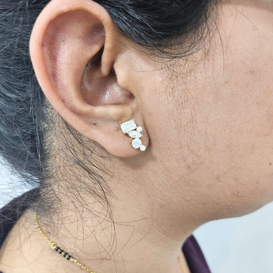 Tuhi Ear Rings in Moissanite and Lab Diamond by Vai Ra