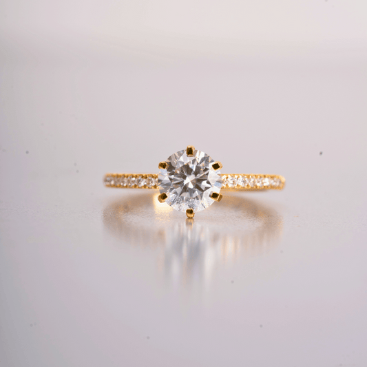 1.07 CT Solitaire Ring in Moissanite and Lab Diamond by Vai Ra