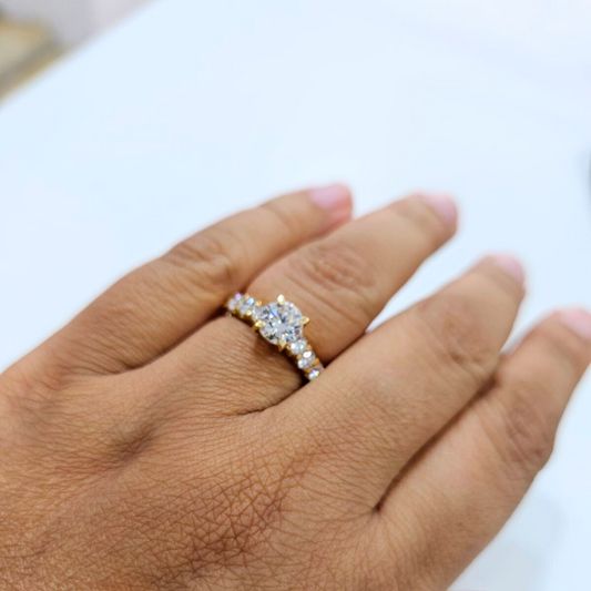 Veloura Halo Ring(1.61 CT) in Moissanite and Lab Diamond by Vai Ra