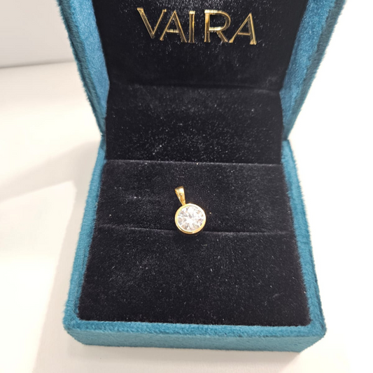 Orbis 2 CT Round Pendant by Vai Ra in Moissanite and Lab Diamond