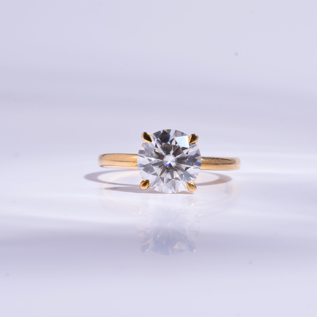 Priya Solitare Ring by Vaira in Moissanite and Lab Diamond