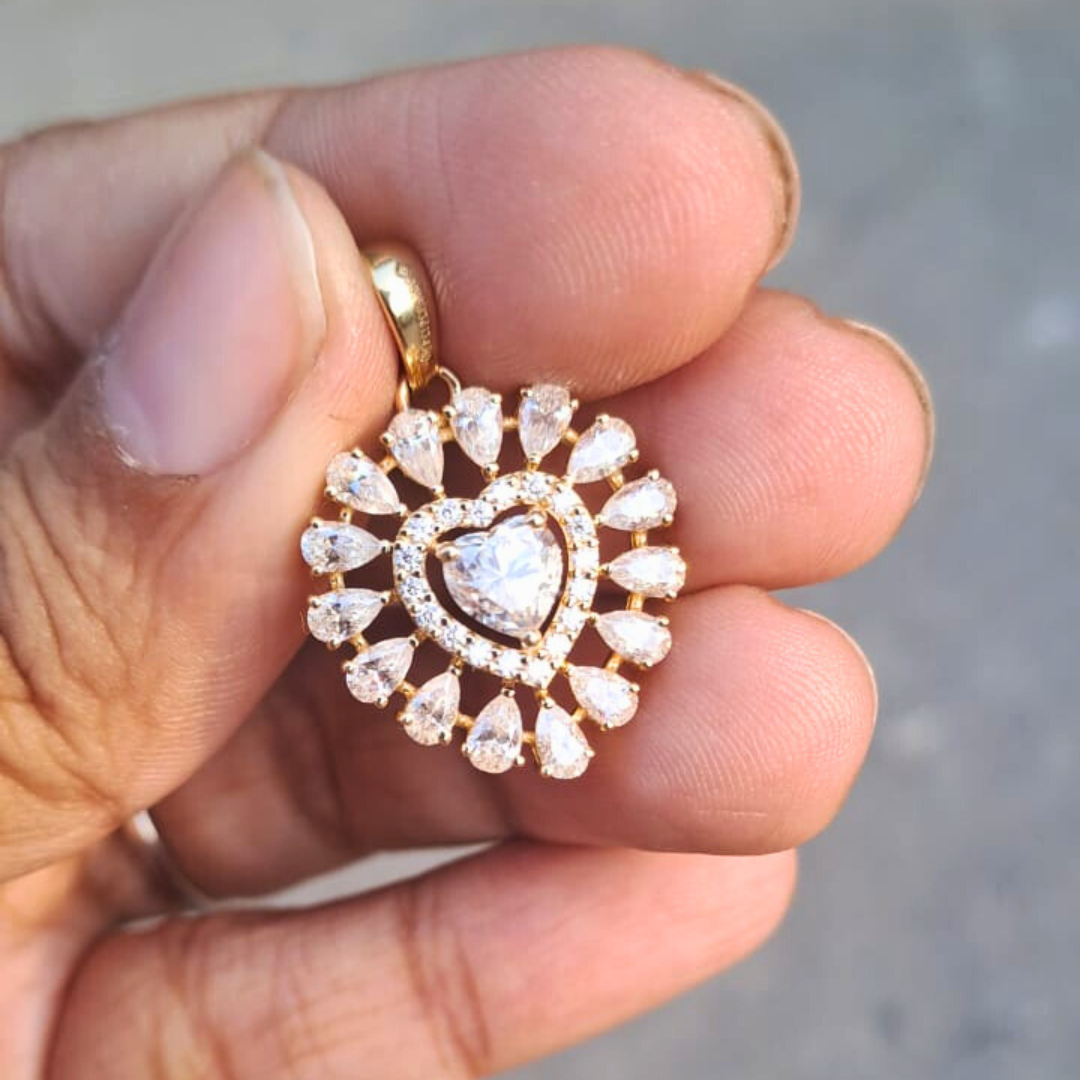Aiko Heart Pendant in Lab Diamond and Moissanite by Vai Ra