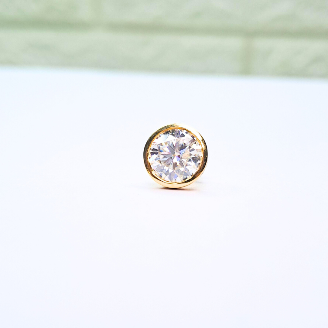 Men Solitaire Earring - Bezel Round (1.5CT)