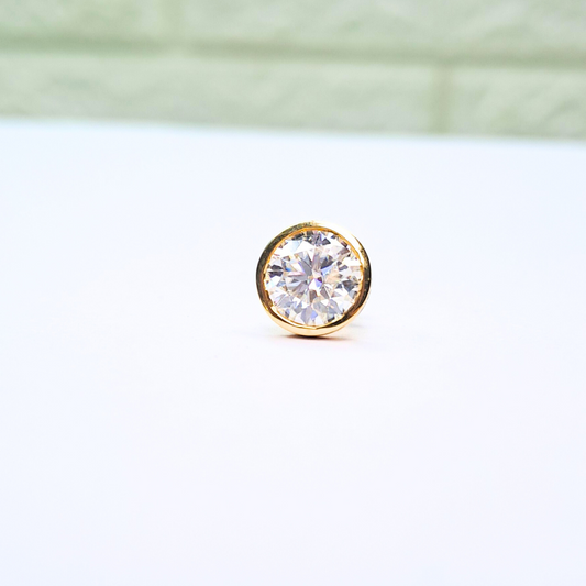 Men Solitaire Earring -  Bezel Round (1.5CT)