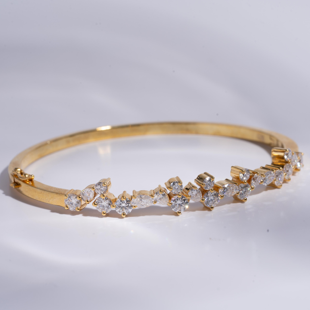 Dazzle Bangle in Moissanite and Lab Diamond by Vai Ra