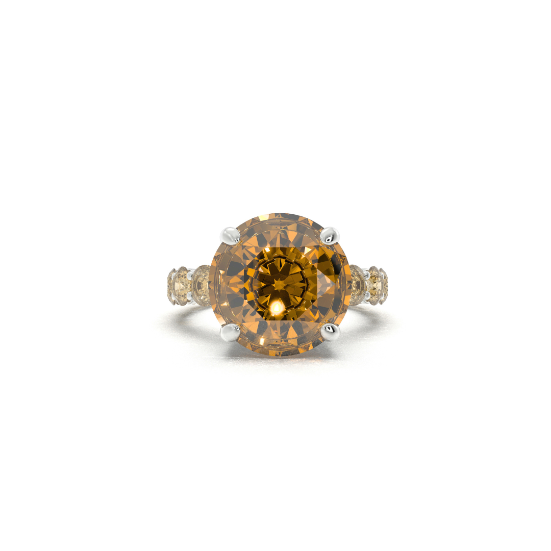Jiva Yellow Diamond Halo Ring in Moissanite and Lab grown by Vai Ra
