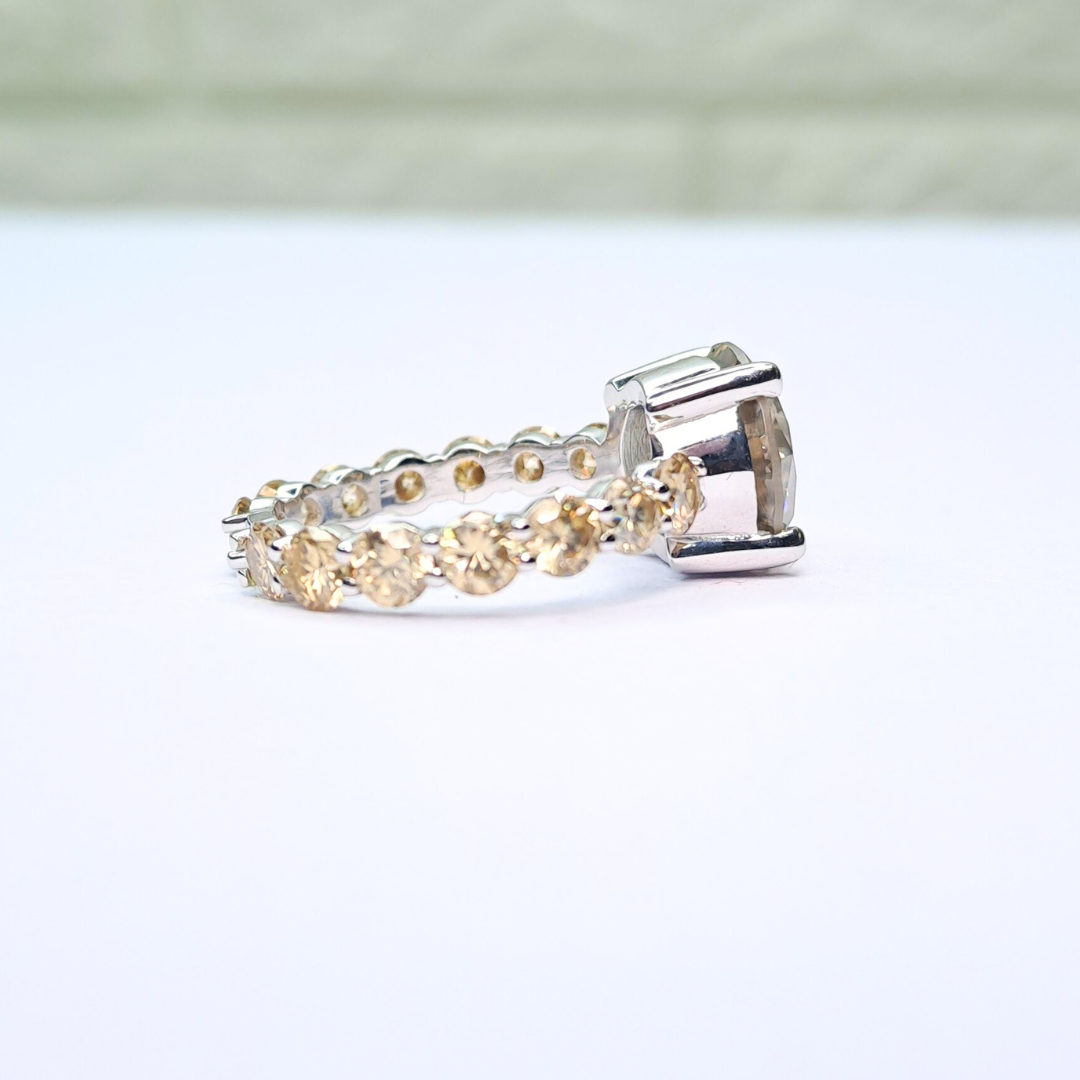 Jiva Yellow Diamond Halo Ring in Moissanite and Lab grown by Vai Ra