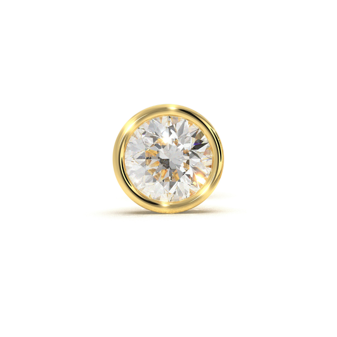 Men Solitaire Earring - Bezel Round (1.5CT)
