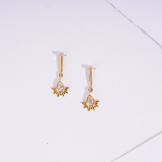 Sun Pear Bugadi Helix Piercings by Vai Ra in Moissanite and Lab Diamond