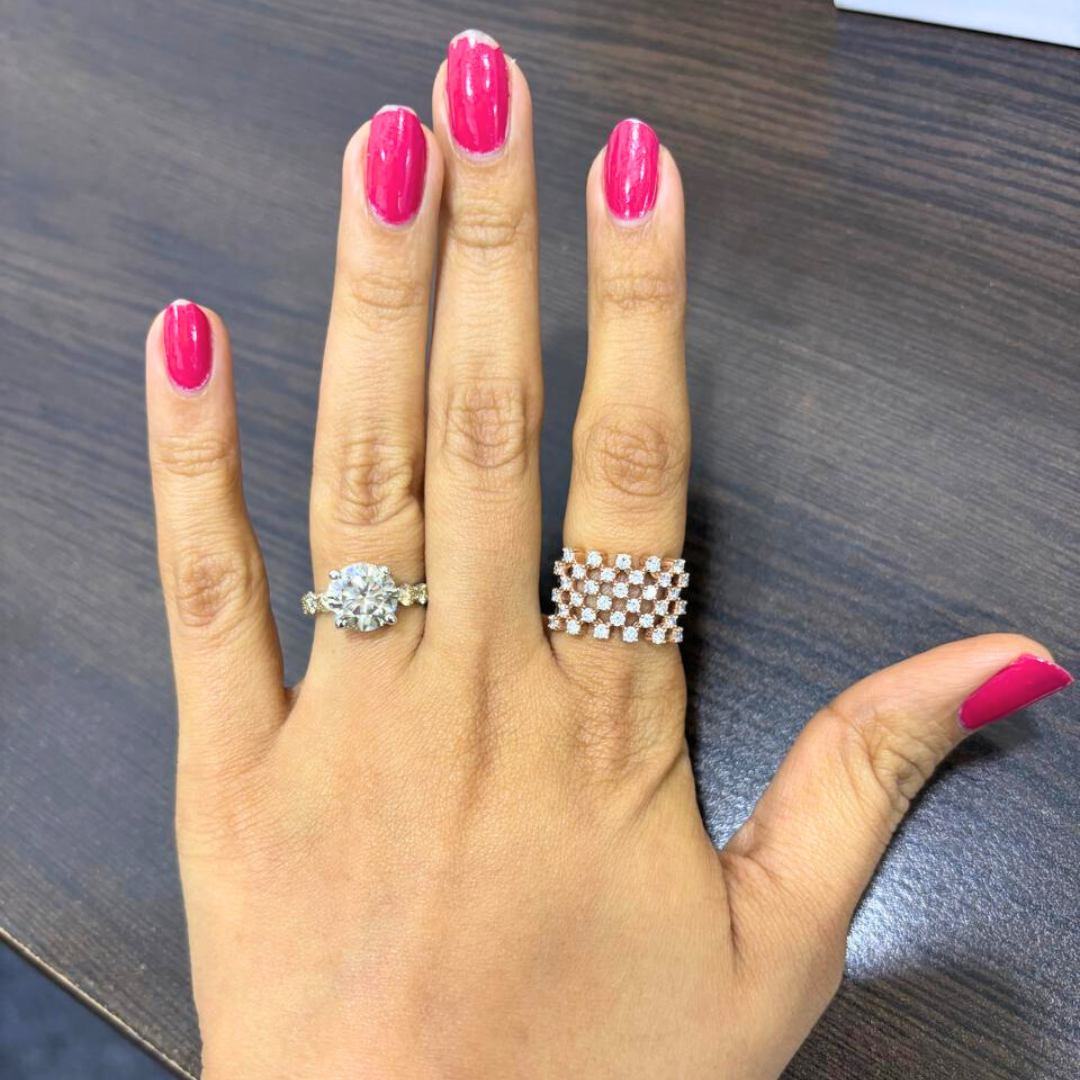 Mesh Knit Ring 1.2 CT in Diamond and Moissanite by Vai Ra