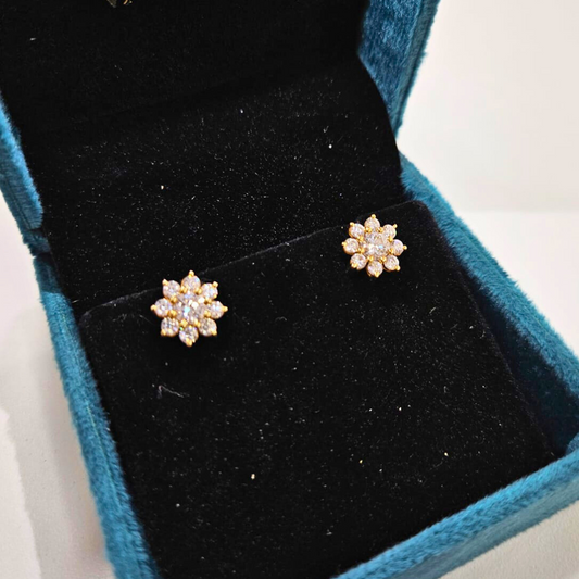 Floret Ear Rings in Moissanite Gold by Vai Ra