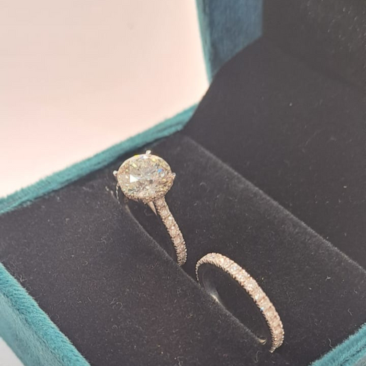 Syra Ring Set with Solitaire Ring and Eternity Band in Lab Diamond by Vai Ra