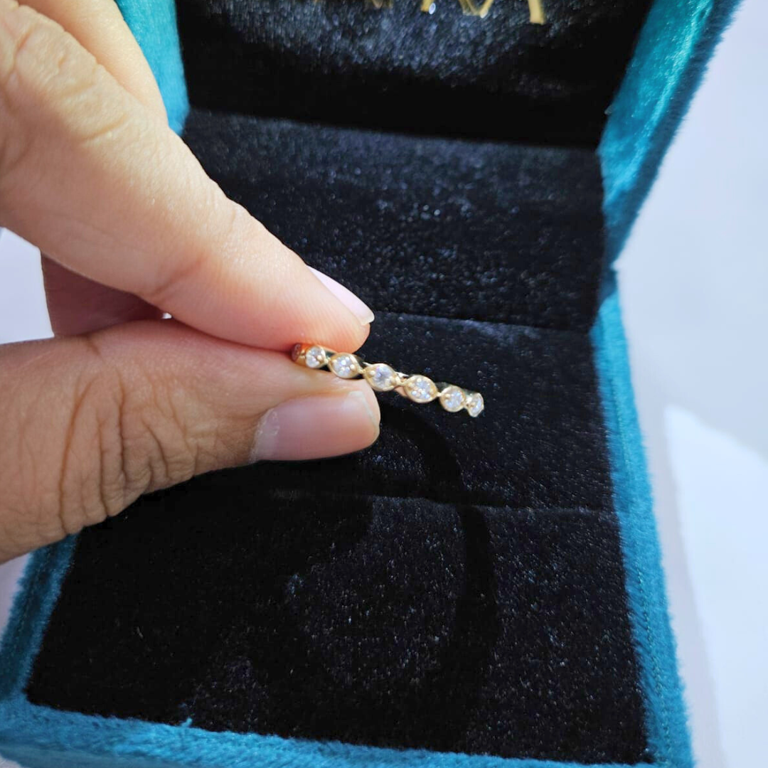 Wavy Band in Lab Diamond and Moissanite by Vai Ra