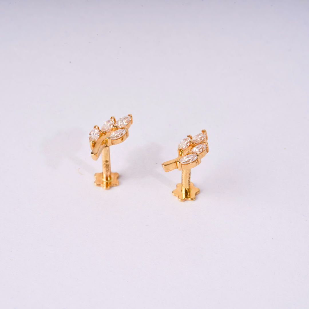 Vine Ear Piercings in Moissanite and Diamond by Vai Ra