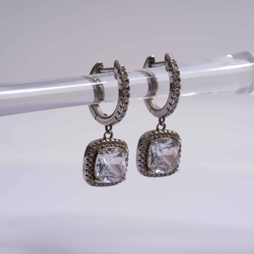 5 CT cushion Ear Hoops in Moissanite by Vai Ra