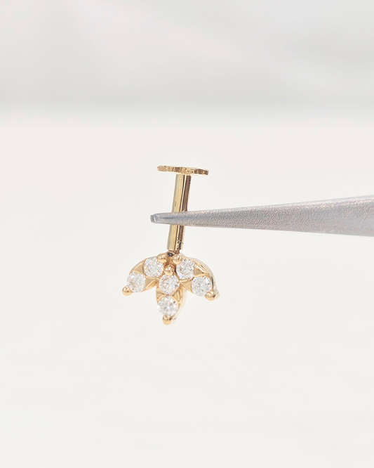 Three Petal Fixed Cluster Bugadi Piercing Earring