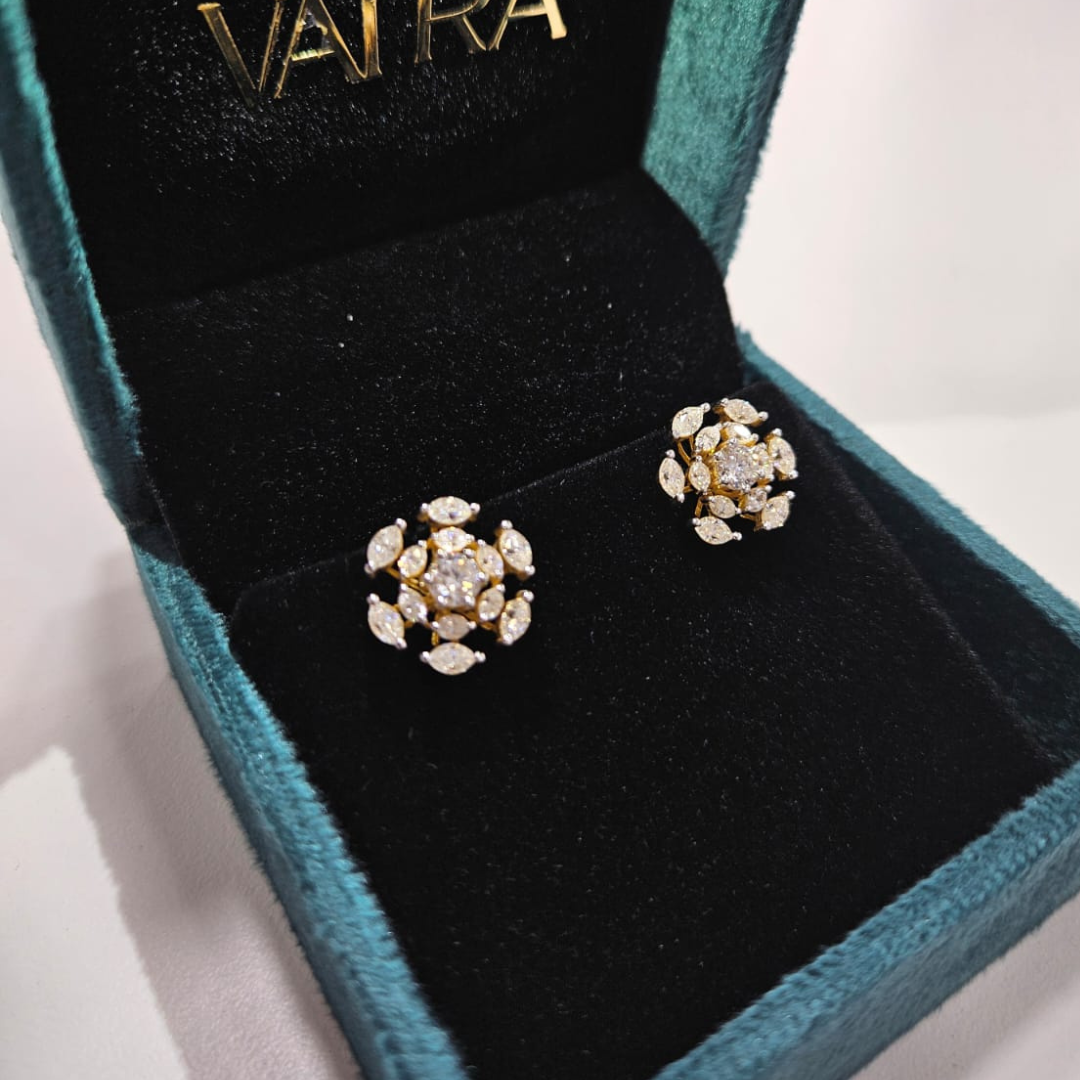 Marquise Halo Earrings by Vai Ra in Moissanite and Diamond