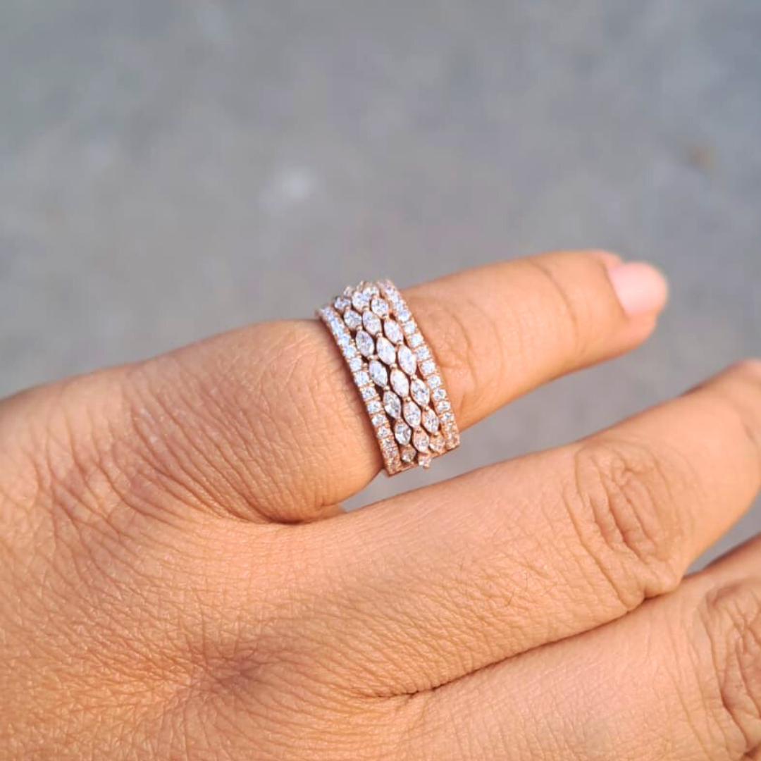 Eien Engagment Band in Diamond and Moissanite by Vai Ra
