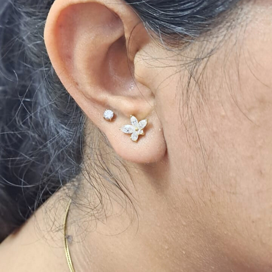 Advika Ear Studs in Moissanite and Lab Diamond by Vai Ra