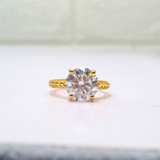Reina 3 Carat Solitaire Ring in Lab Diamond and Moissanite by Vai Ra
