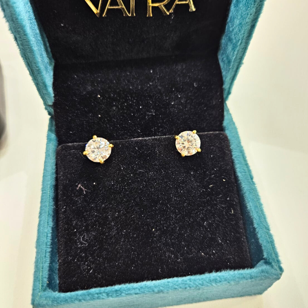 Four Prong Solitaire 2 Carat Ear Rings Martini Setting by Vai Ra