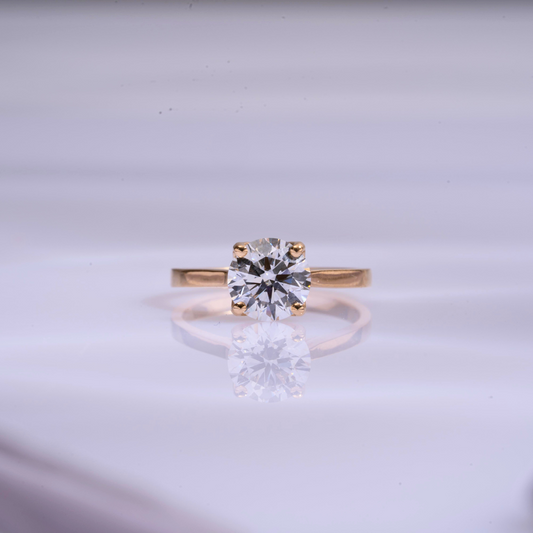 Amora Solitaire Ring with Tulip prong 1.4 CT in Moissanite and Lab Diamond by Vai Ra