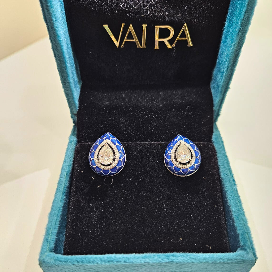 Meenakari Gunita Studs in Moissanite by Vai Ra