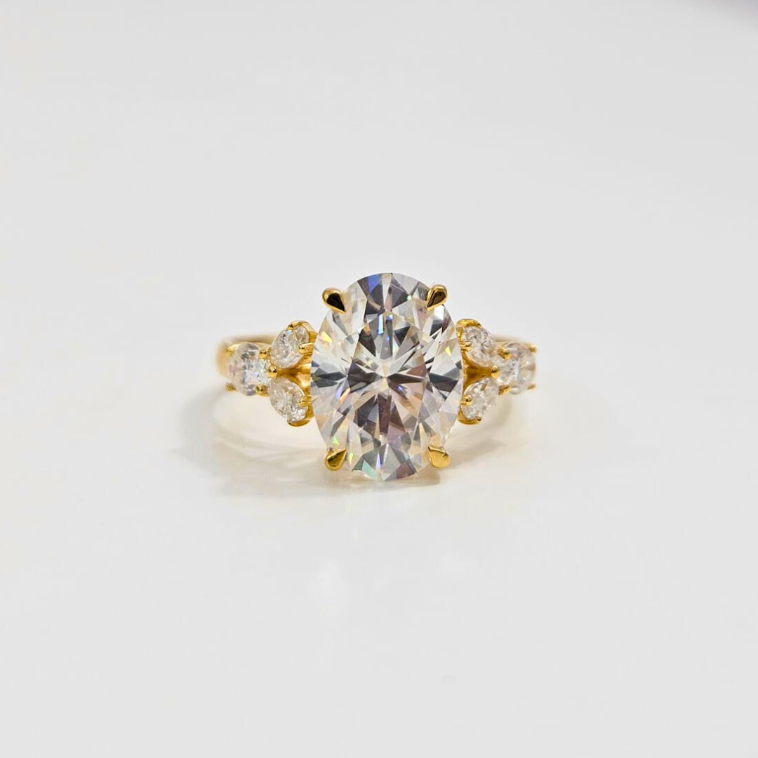 Crushed Iced Oval Soitaire Ring 3.89 CT