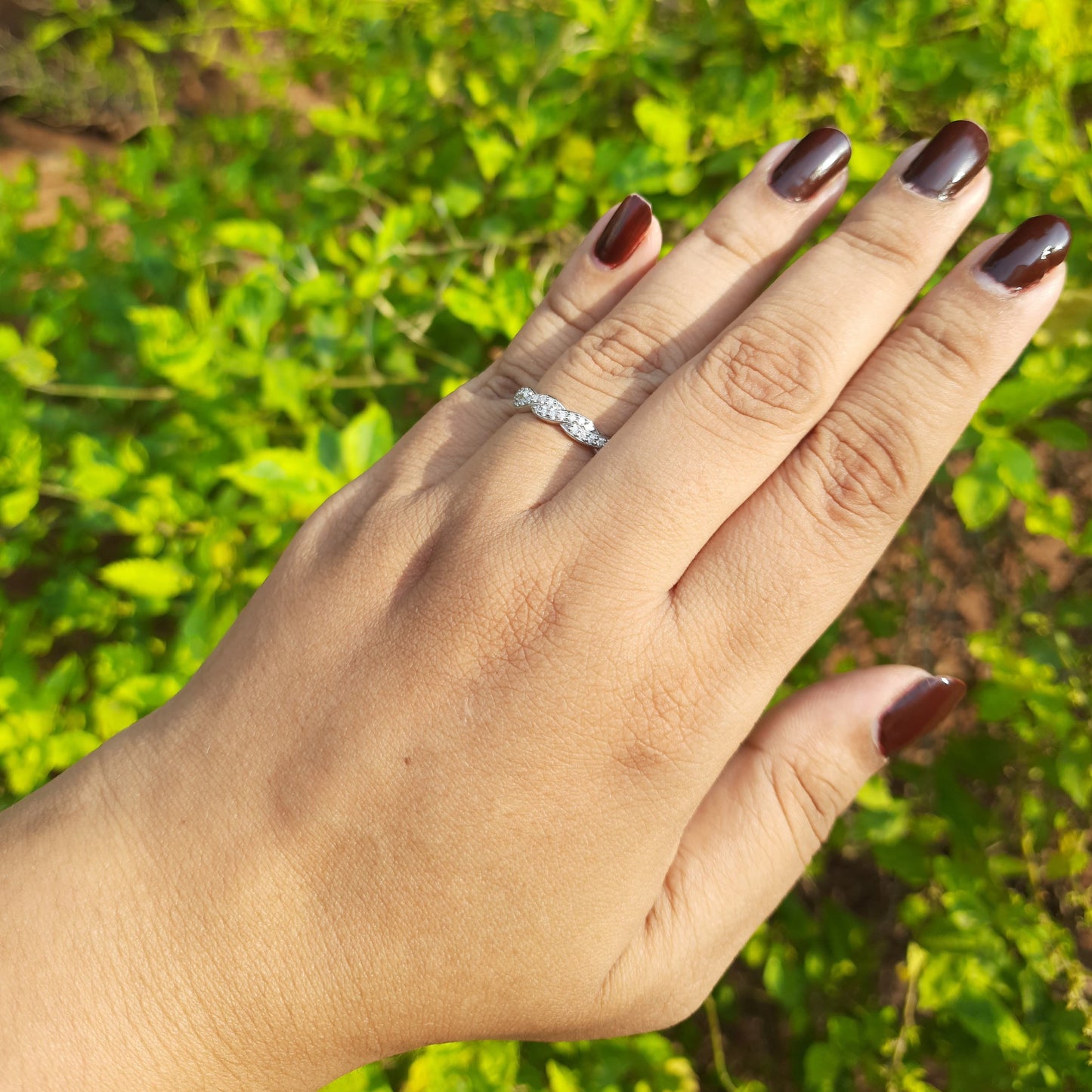 Moissanite diamond Entwined Eternity Band