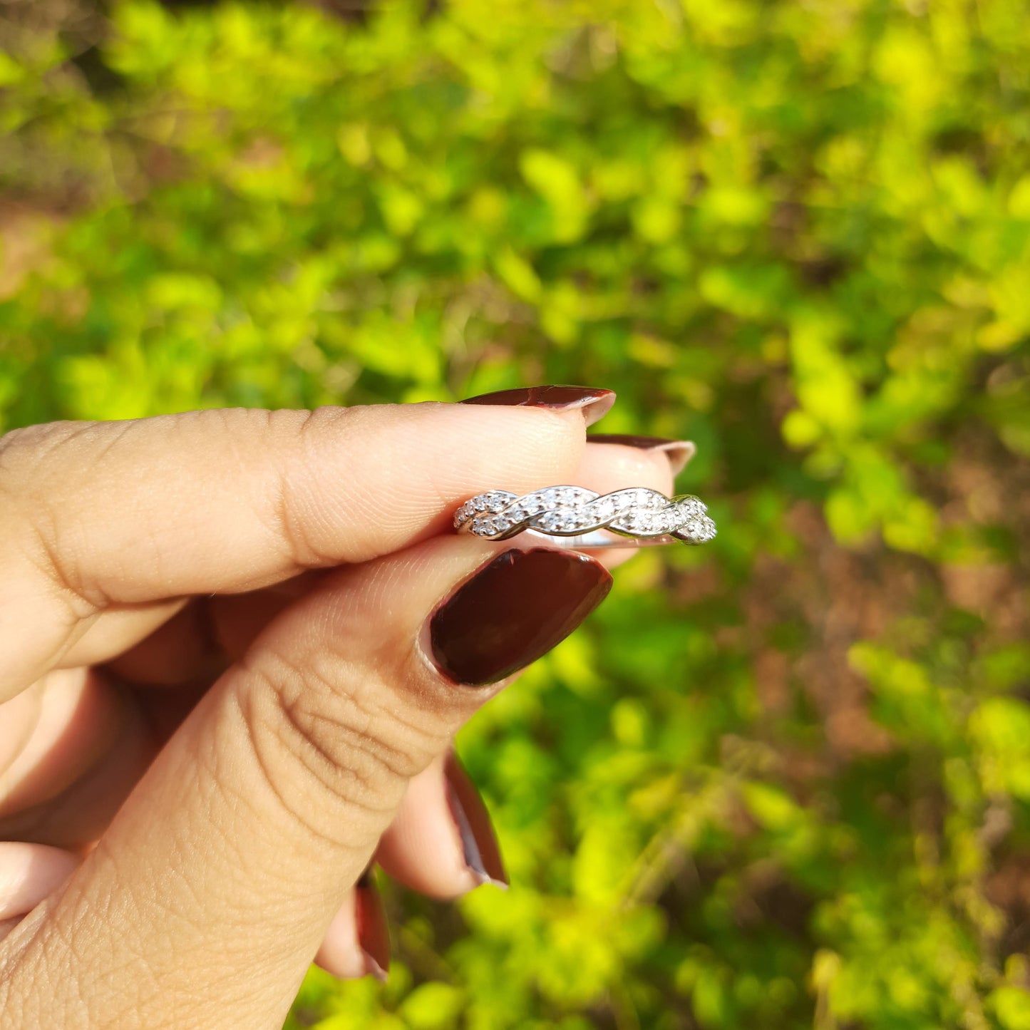 Moissanite diamond Entwined Eternity Band