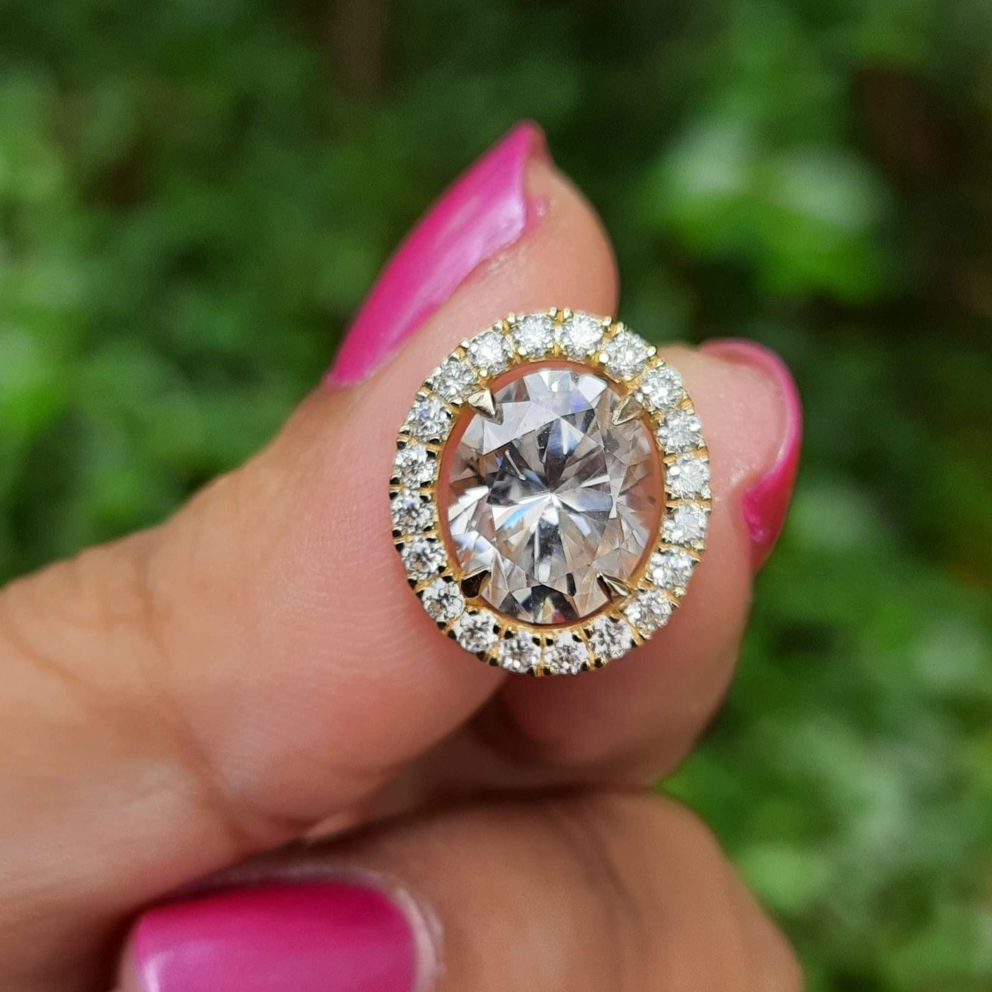 Oval Halo Earrings - 9 CT