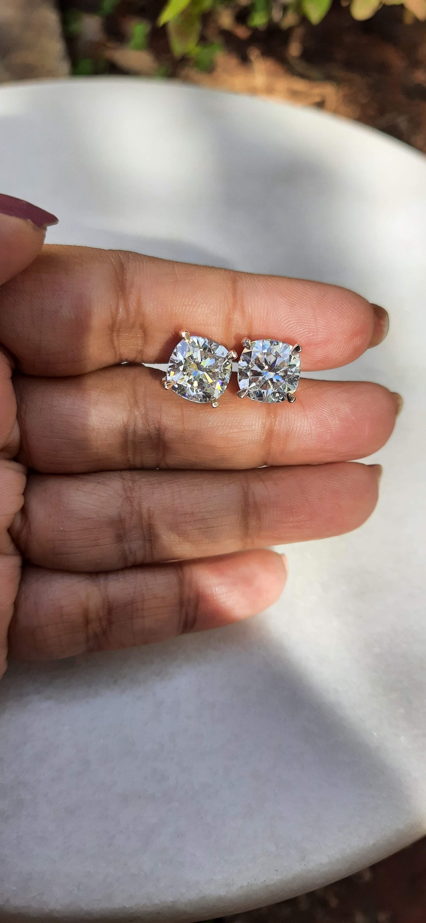 Cushion Brilliant Cut Solitaire Earring 1 to 10 CT