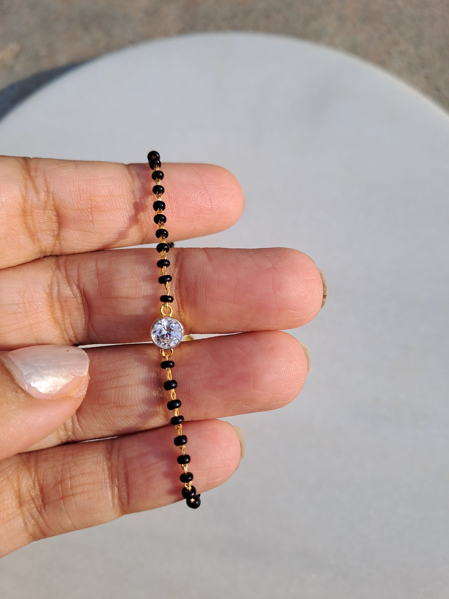 The Solitaire Round Moissanite Mangalsutra Bracelets