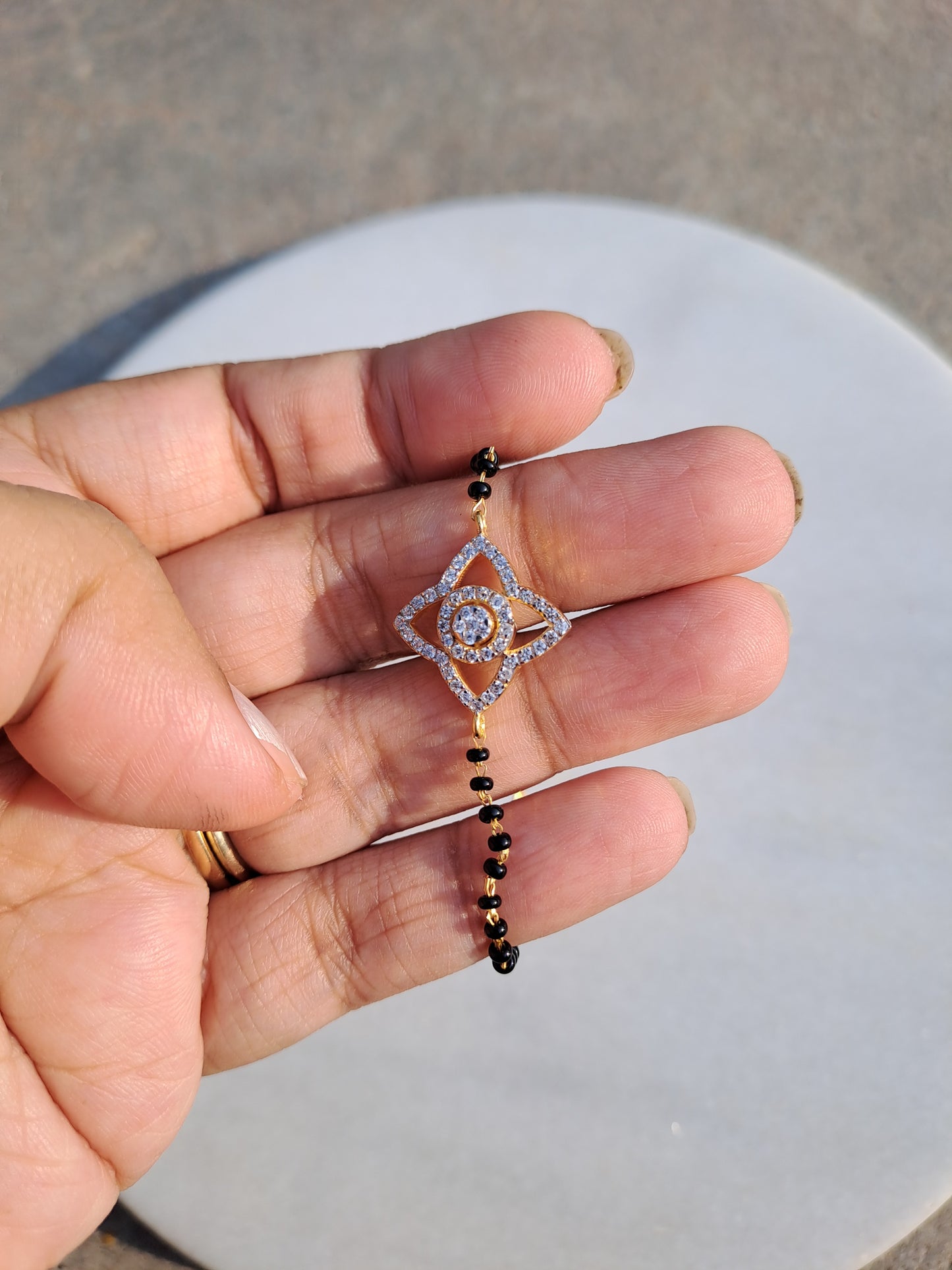 Chrysanthemum Moissanite Diamond mangalsutra